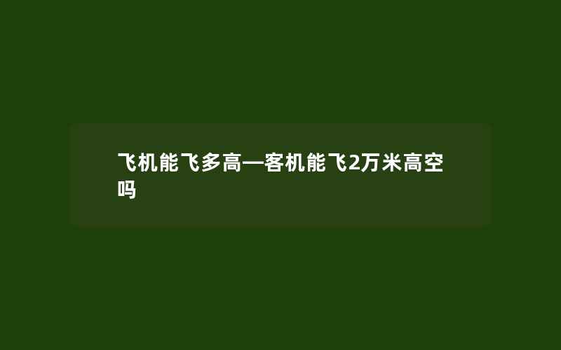 飞机能飞多高—客机能飞2万米高空吗