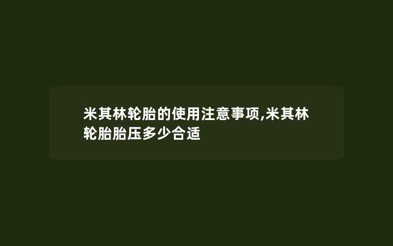 米其林轮胎的使用注意事项,米其林轮胎胎压多少合适