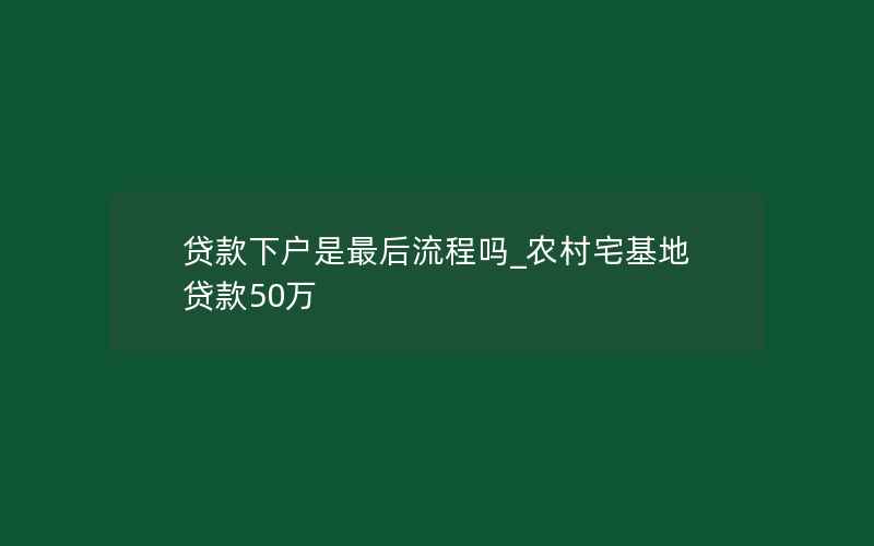 贷款下户是最后流程吗_农村宅基地贷款50万