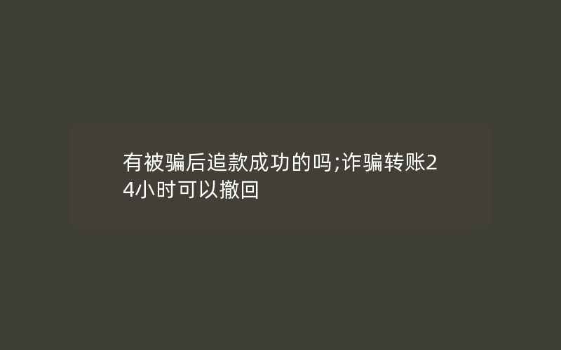 有被骗后追款成功的吗;诈骗转账24小时可以撤回