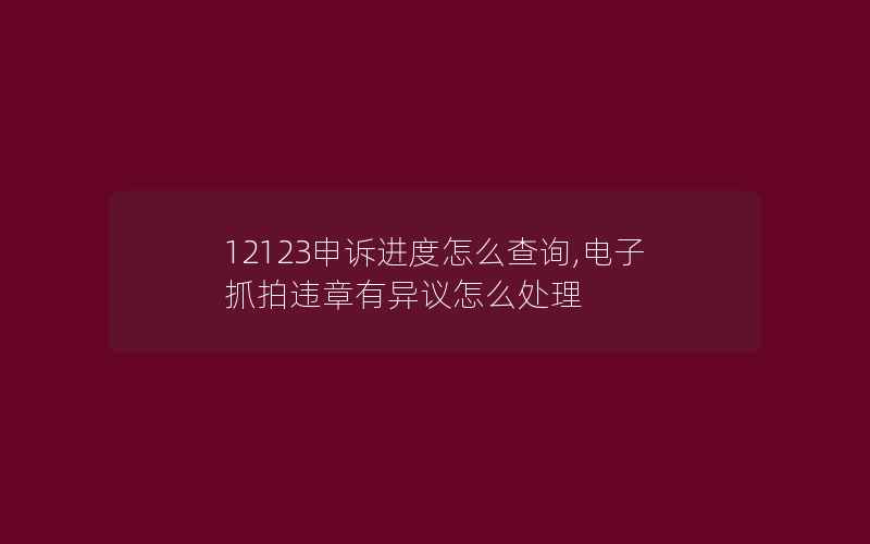 12123申诉进度怎么查询,电子抓拍违章有异议怎么处理