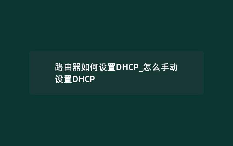 路由器如何设置DHCP_怎么手动设置DHCP