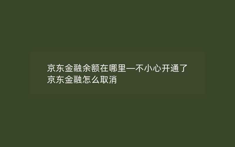 京东金融余额在哪里—不小心开通了京东金融怎么取消