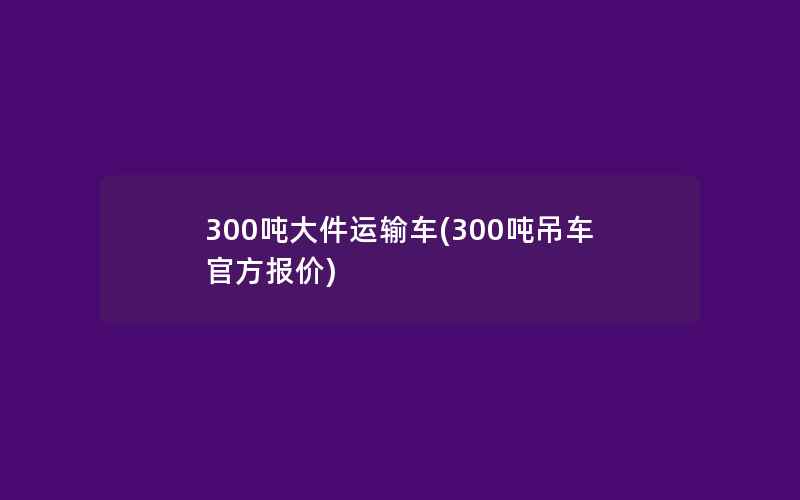 300吨大件运输车(300吨吊车官方报价)