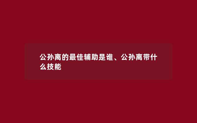 公孙离的最佳辅助是谁、公孙离带什么技能