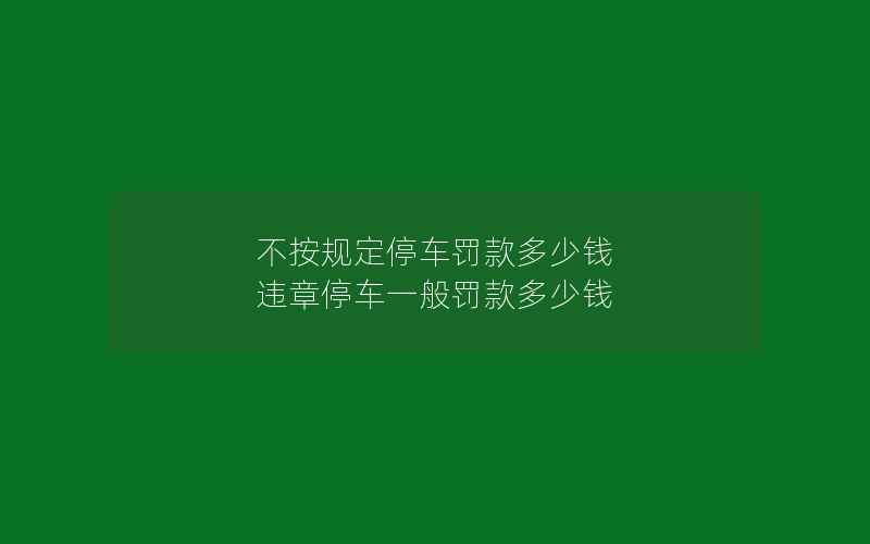 不按规定停车罚款多少钱 违章停车一般罚款多少钱