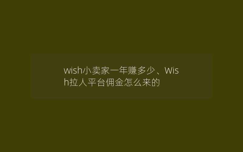 wish小卖家一年赚多少、Wish拉人平台佣金怎么来的