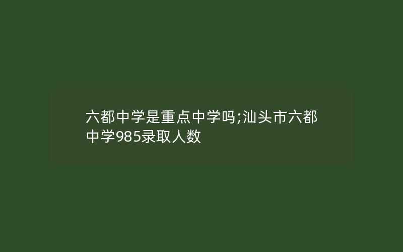 六都中学是重点中学吗;汕头市六都中学985录取人数