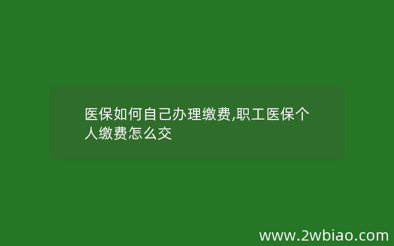 医保如何自己办理缴费,职工医保个人缴费怎么交