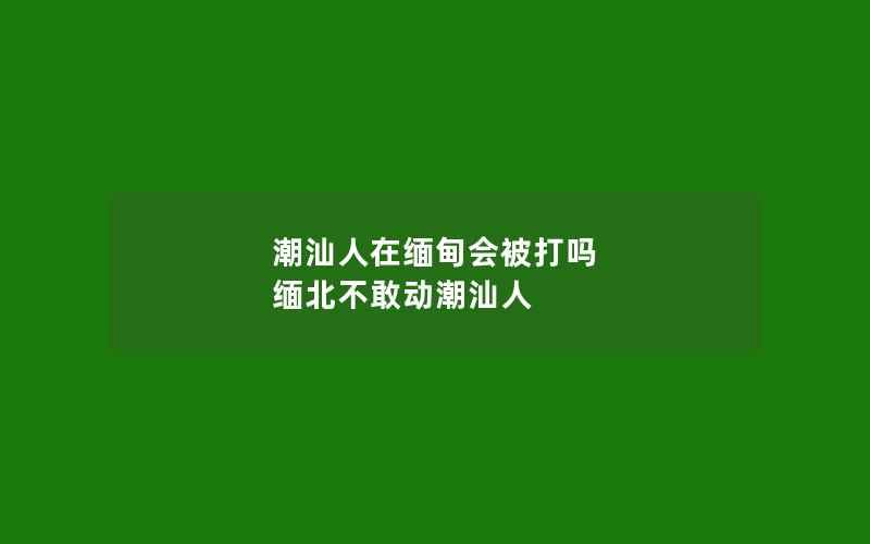 潮汕人在缅甸会被打吗 缅北不敢动潮汕人