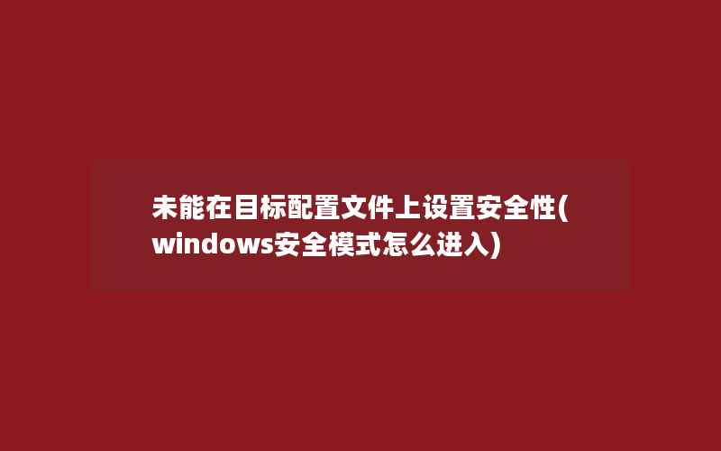 未能在目标配置文件上设置安全性(windows安全模式怎么进入)