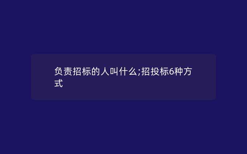 负责招标的人叫什么;招投标6种方式