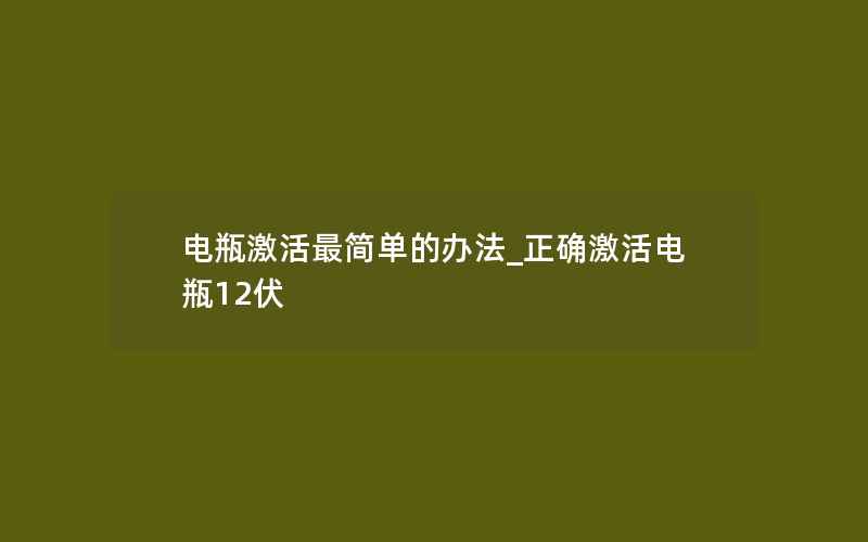 电瓶激活最简单的办法_正确激活电瓶12伏